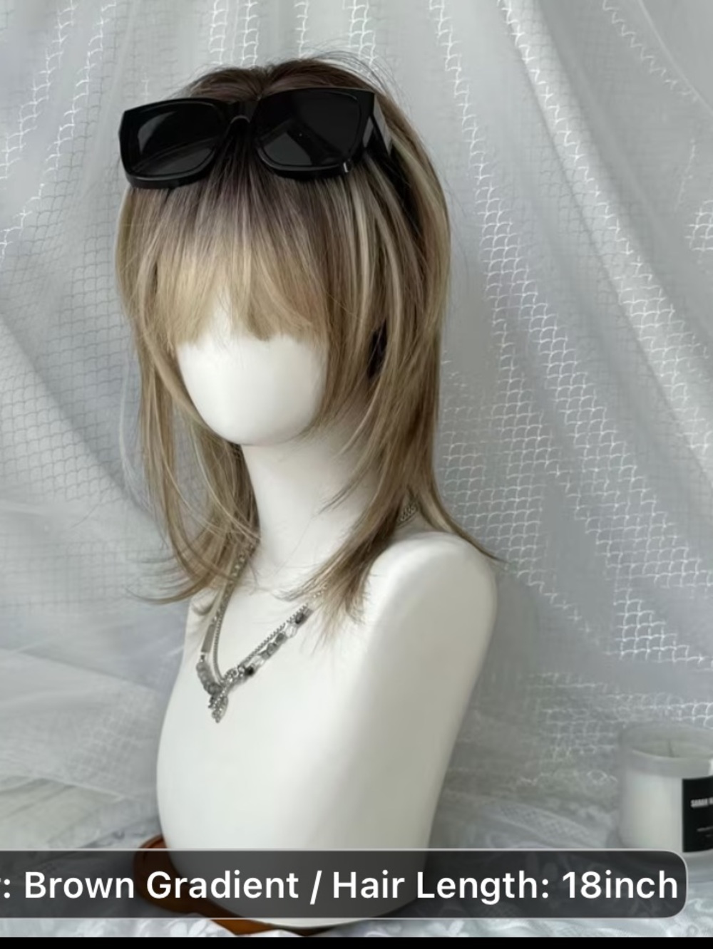 Brown Gradient 18" Layered Wig with Fringe